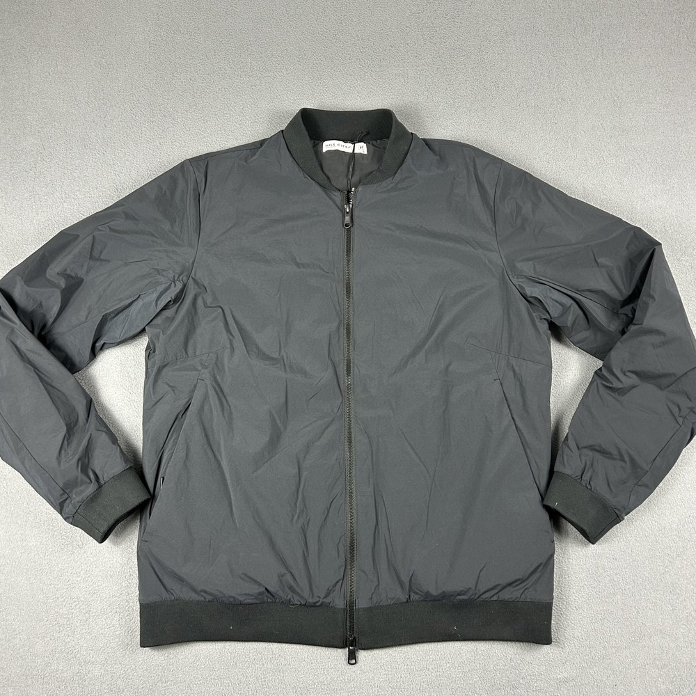 Hill City Jacket Mens Medium Gray Thermal Light Bomber Water-Resistant Insulated